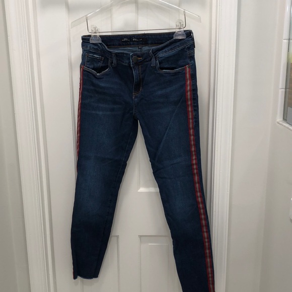 STS Blue ankle skinny jeans with ribbon side trim. - Picture 1 of 6